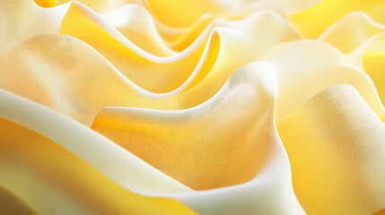 Poster - Soft, flowing fabric textures in shades of yellow and cream create a serene and tranquil atmosphere, evoking a sense of warmth and elegance