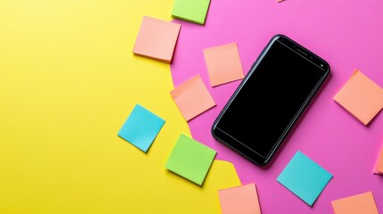 Poster - App prototype testing tools with smartphone, sticky notes, and testing checklist
