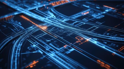 Poster - CAD software on screen showing complex interchange road design with flyovers