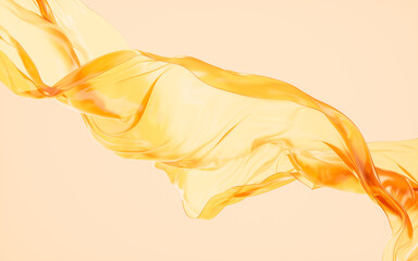 Poster - Flowing transparent golden cloth background, 3d rendering.