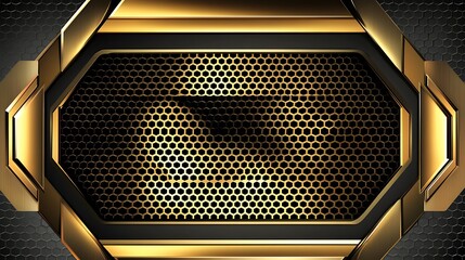 Poster - Abstract golden honeycomb pattern design with hexagonal shapes creating a luxurious and modern feel, characterized by deep shadows and rich textures