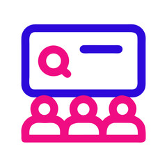 Poster - Classroom icon with students and search bar in vibrant colors  
