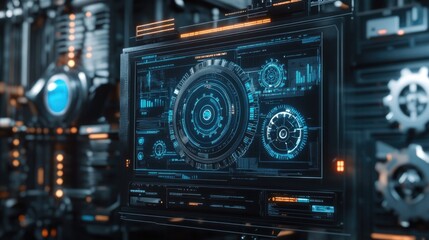 Poster - Precision design of gear assembly rendered on high-resolution CAD screen, industrial background