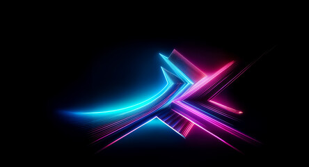 Poster - abstract digital art featuring vibrant, dynamic light streaks in shades of blue and pink against a s