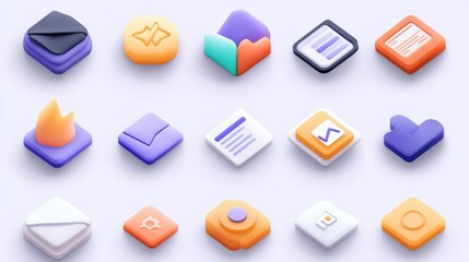 Poster - Startup icon pack with charts, coins, calendars, and email symbols