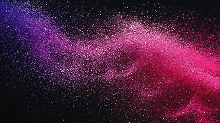 Poster - Colorful particles creating a swirling, dynamic background in shades of pink, purple, and black resembling a nebula in space