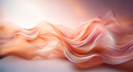 Aufkleber - abstract flowing shape with soft orange and pink hues, creating a gentle, wavy texture against a bri