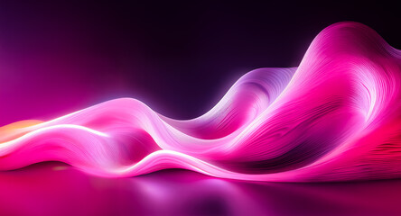 Aufkleber - luminous abstract waves of vibrant pink and purple gracefully flow against a dark backdrop, creating