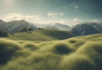 Wall Mural - hill rendering nature image 3d grassed scenery field countryside summer beautiful pasture weather ru