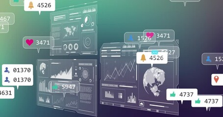 Poster - Analyzing digital data with social media notifications on virtual animation interface