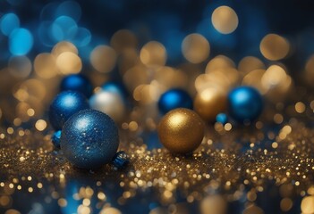 Wall Mural - effect background xmas bokeh glittering blue golden shiny gold holiday magic abstract twinkle celebr