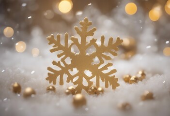 Wall Mural - snow background holiday flake white gold christmas decor blue eve defocused art snowflake celebrate 