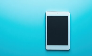 Aufkleber - White tablet with black screen showing on blue background