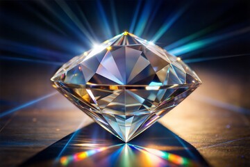 Canvas Print - sparkling diamond close up with brilliant facets and diamond texture emphasis