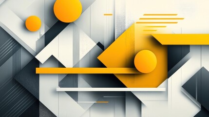 Poster - modern geometric abstraction with contrasting shades of yellow and gray creating a sleek and dynamic visual composition for creative use