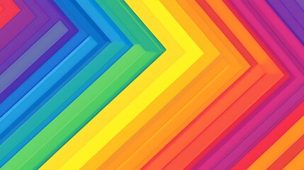 Poster - Vibrant, layered chevron pattern in rainbow colors showcasing a mix of pink, red, orange, yellow, green, blue, and purple tones, creating a lively, energetic atmosphere