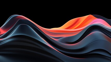 Wall Mural - abstract waves flow with color transitions from dark to vibrant tones. minimalist