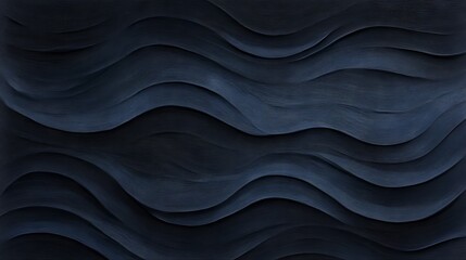 Wall Mural - dark blue undulating waves cascade, creating textured, sculptural forms in rhythmic patterns