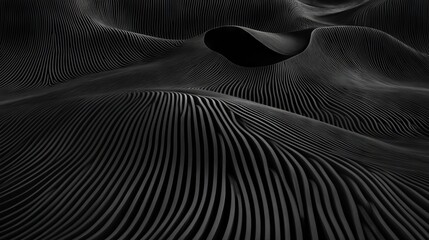 Wall Mural - dark, flowing landscape formed by thin parallel lines creating a textured, abstract terrain
