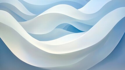 Wall Mural - flowing waves with soft shadows in gradient blues. smooth, abstract and calming