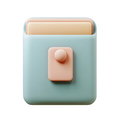 Poster - A pastel-colored, 3d model of a wallet with cards.