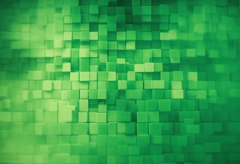 Poster - square abstract background green grid glow action motion pixel pattern blue digital mosaic cubic illustration cube colours rectangle curve elegance block withering art geometric checked graphic
