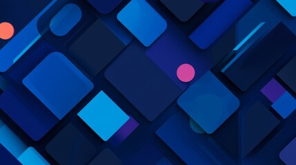 Wall Mural - geometric squares overlap in blues, purples, and pinks, creating depth and a modern, abstract patter