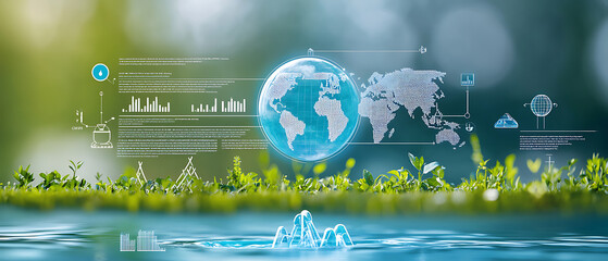 Poster - Analyzing global data trends natural environment infographic tranquil setting aerial view technology insight