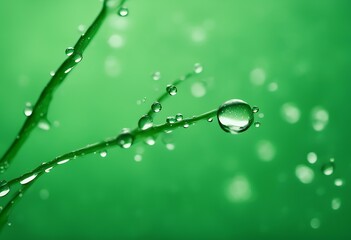 Wall Mural - water drops green background science wallpaper copy space
