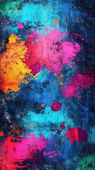 Poster - A colorful painting with splatters of paint on it. The colors are bright and vibrant, creating a lively and energetic mood. The painting seems to be a representation of creativity and freedom