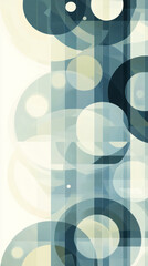 Poster - A blue and white abstract painting with circles and lines. The circles are of different sizes and are scattered throughout the painting. The painting has a sense of movement and energy