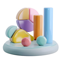 Poster - Pastel-colored geometric shapes arranged on a circular platform.