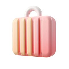 Poster - A stylized, pastel-colored, three-dimensional suitcase.