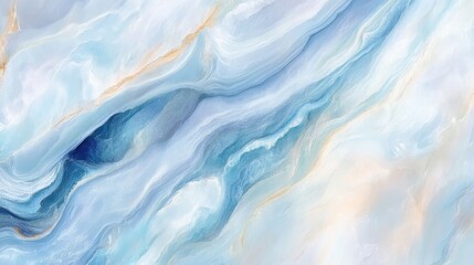 Wall Mural - swirling blue, white, & gold fluid art with soft textures. flowing design pattern