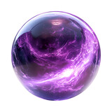 Floating Metallic Orb with Pulsating Purple Energy Isolated on Transparent Background