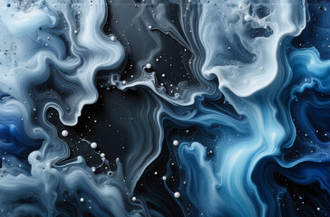 Aufkleber - abstract fluid art with swirling textures in shades of blue, grey, and white. flowing patterns creat