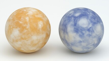 Two Ornamental Stone Spheres, Display, Against White Background, Possible use for Jewelry, Decorative items
