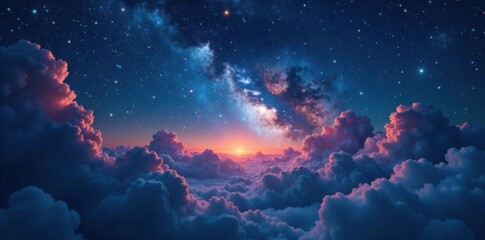 Swirling clouds of darkness with thousands of twinkling stars in a vast celestial expanse, nebulae, astronomy