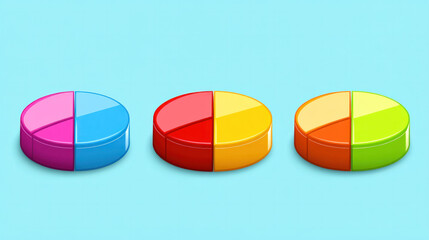 Poster - Three colorful pills are shown in a row, each with a different color. The pills are arranged in a way that they look like slices of a pie, with each slice having a different color