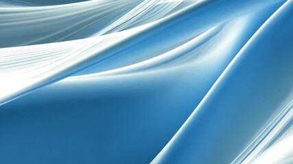 Poster - elegant blue fabric smooth, flowing textures and curves create serene, calming visual experience of 