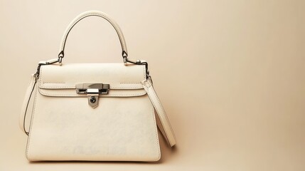 Poster - A chic handbag with a crossbody strap, arranged neatly on a light-colored surface, with ample room for text or logos.