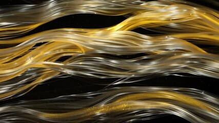 Poster - mesmerizing abstract flowing strands of golden and silver colors create movement and elegance, enhan