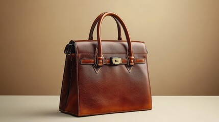 Poster - A designer handbag with unique detailing, placed on a light-colored surface, offering room for branding or copy.