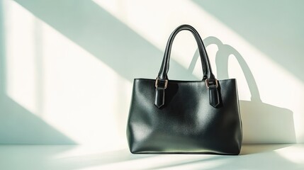 Poster - A fashion-forward handbag with a modern design, placed on a light backdrop, offering plenty of space for logos or promotional content.
