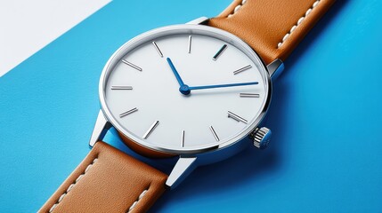 Fototapete - A fashionable watch and bracelet placed on a clean surface with space surrounding them for copy or branding.