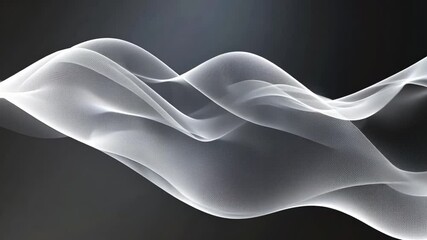 Poster - elegant monochromatic wave pattern smooth, flowing lines create abstract design of tranquility and m