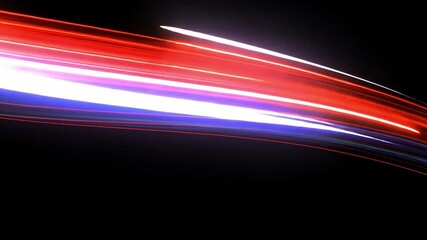 Poster - dynamic abstract light trails in red, blue, and white vibrant energy design against black background