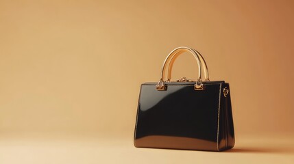 Aufkleber - A high-end handbag with gold accents, elegantly placed on a smooth background, providing space for copy or branding.
