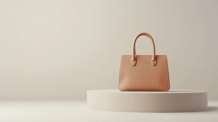 Poster - A minimalist handbag placed elegantly on a clean surface with space around it for logos or promotional material.