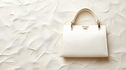 Poster - A simple yet elegant handbag placed on a soft textured background, leaving space for text or branding.